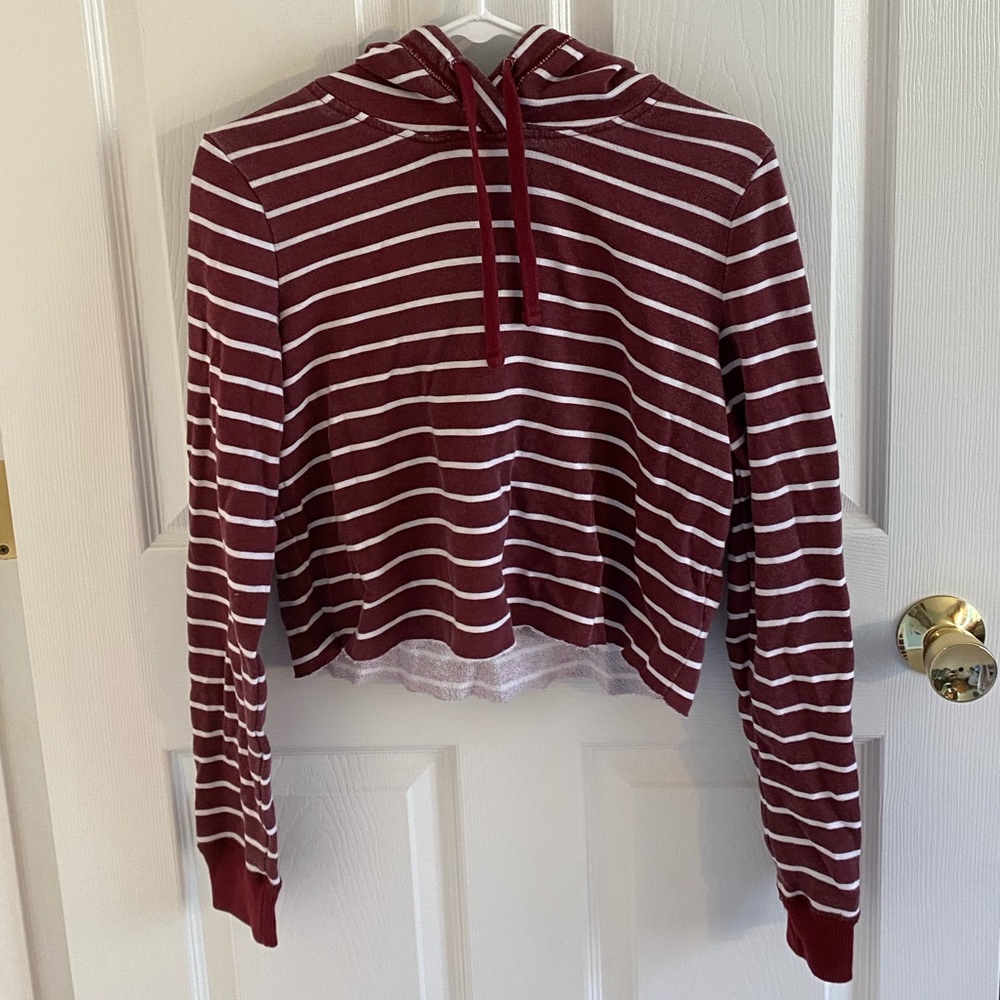 Hollister Cropped Striped Sweatshirt